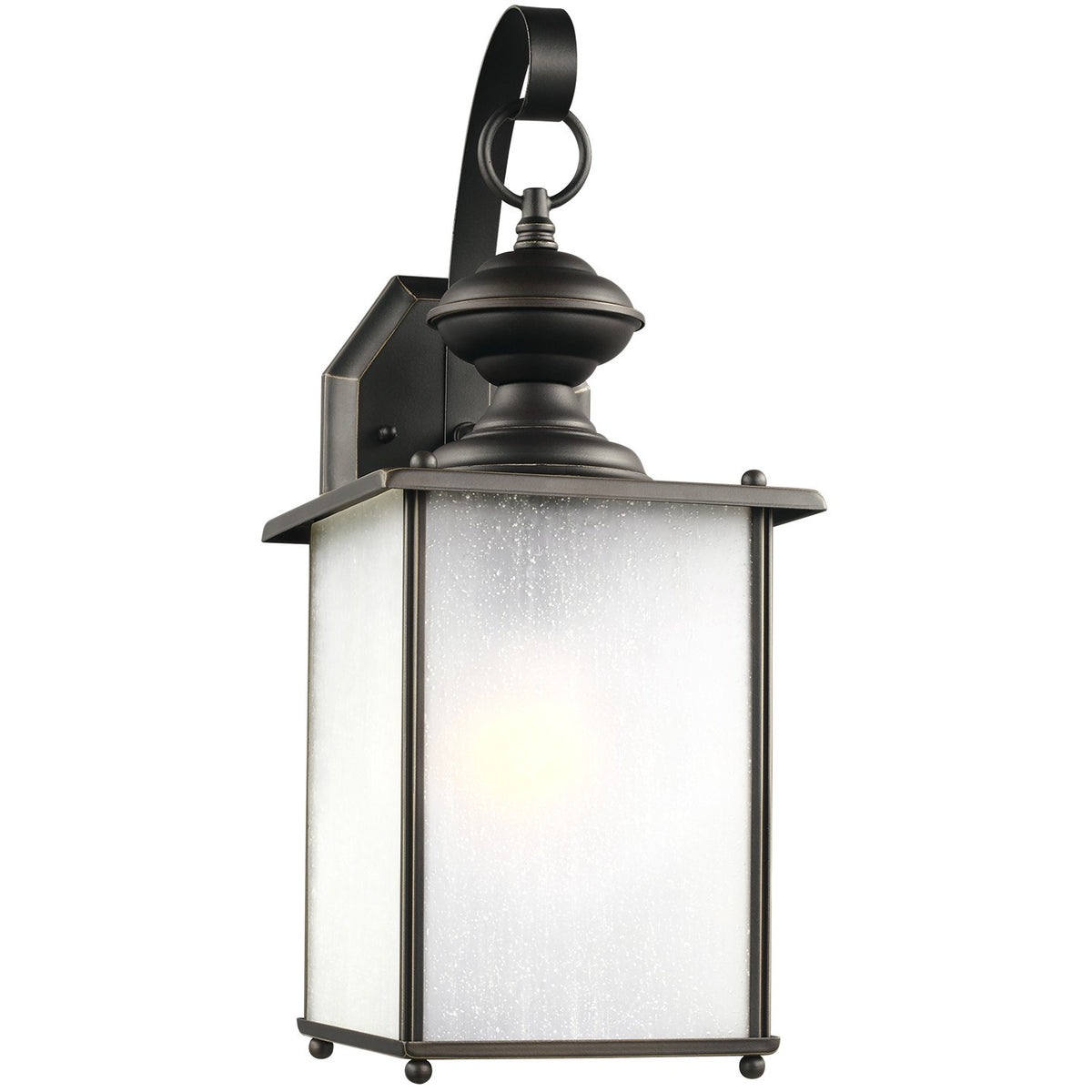 Jamestowne One Light Outdoor Wall Lantern — 17.00", Frosted Seeded