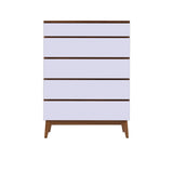 West Bros Serra Chest of Drawers, on white, Mist lacquer fronts