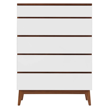 West Bros Serra Chest of Drawers in 79 Toast, on white, Mist Lacquer drawer front colour