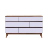 West Bros Serra 6 Drawer Dresser, on white, Mist lacquer fronts
