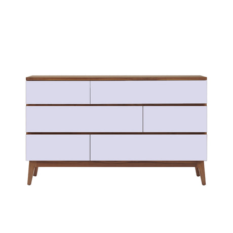 West Bros Serra 6 Drawer Dresser, on white, Mist lacquer fronts