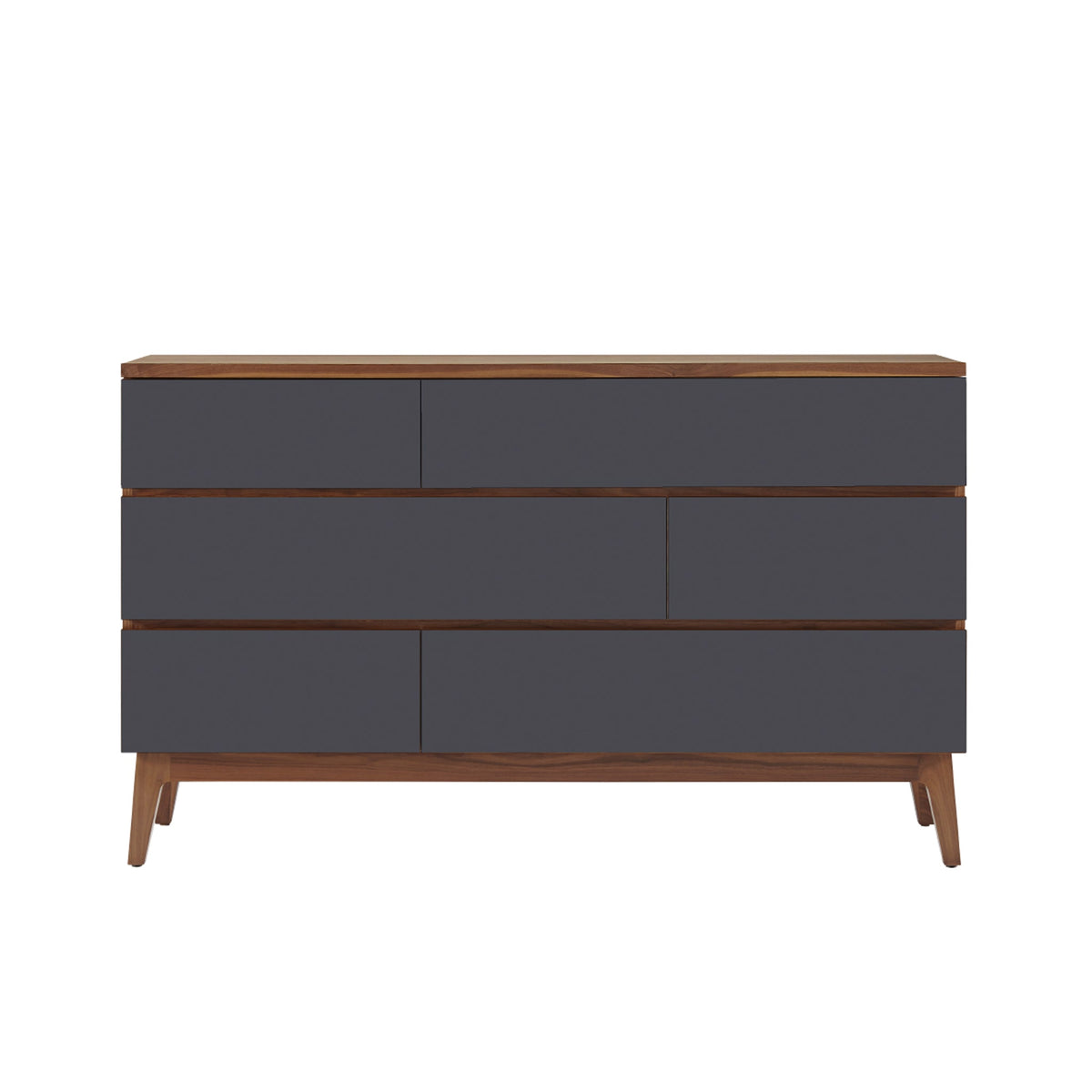 West Bros Serra 6 Drawer Dresser, on white, Slate lacquer fronts