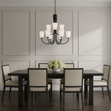 Miles Nine Light Chandelier — Etched white