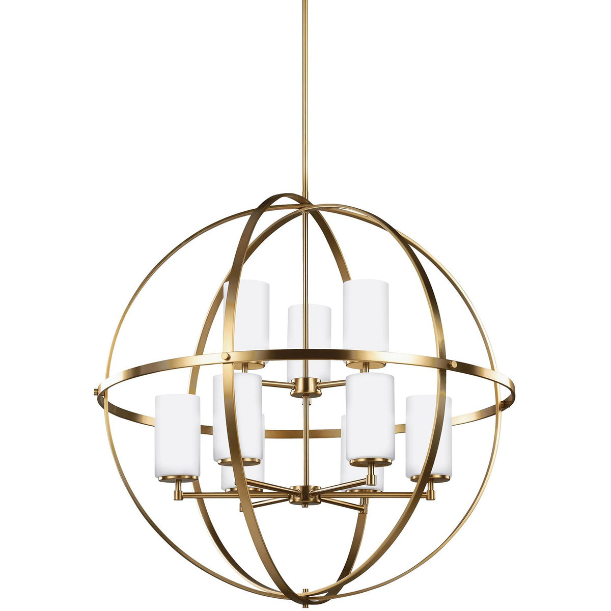 Alturas Nine Light Chandelier — Etched / White Inside