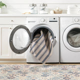 Dash & Albert Pali Machine Washable Rug in Blue, laundry room setting