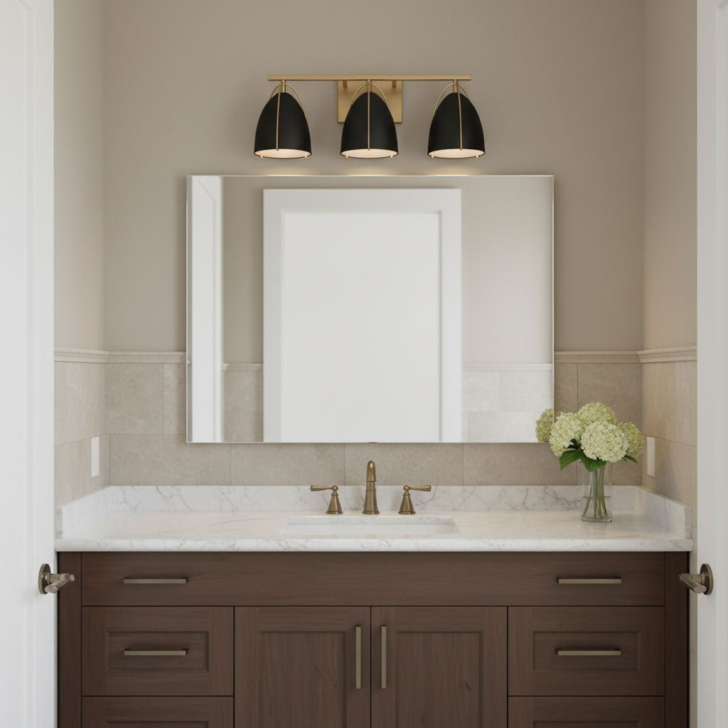 Three Light Wall/Bath — Midnight Black, 75 W