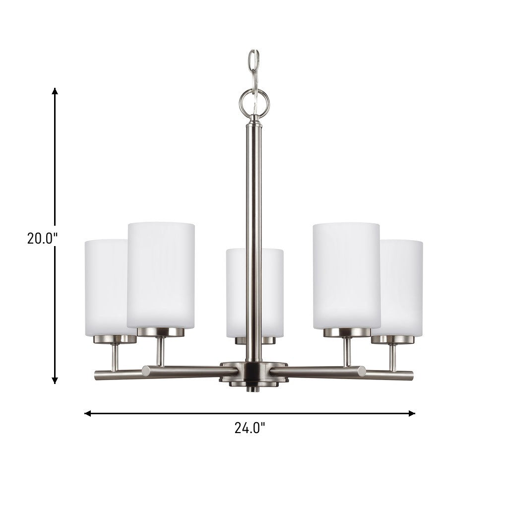 Oslo Five Light Chandelier — Cased Opal Etched