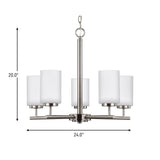 Oslo Five Light Chandelier — Cased Opal Etched