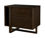 West Bros Fulton Magazine Nightstand in 89 Sand, on white, shelf on the left