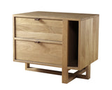 West Bros Fulton Magazine Nightstand in 89 Sand, on white, shelf on the right