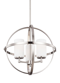 Alturas Three Light Chandelier — Etched / White Inside