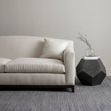 Dash & Albert Herringbone Handwoven Indoor/Outdoor Rug in Shale / White, living room setting