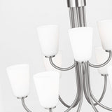 Miles Nine Light Chandelier — Etched white