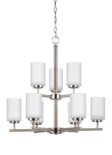 Oslo Nine Light Chandelier — Cased Opal Etched