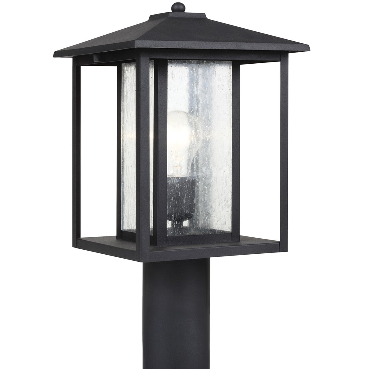 Hunnington 15" Post Lantern — Clear Seeded