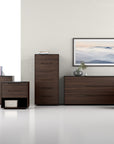 Warm Walnut with Ebony Glass | Mobican Alexia Double Dresser | Valley Ridge Furniture