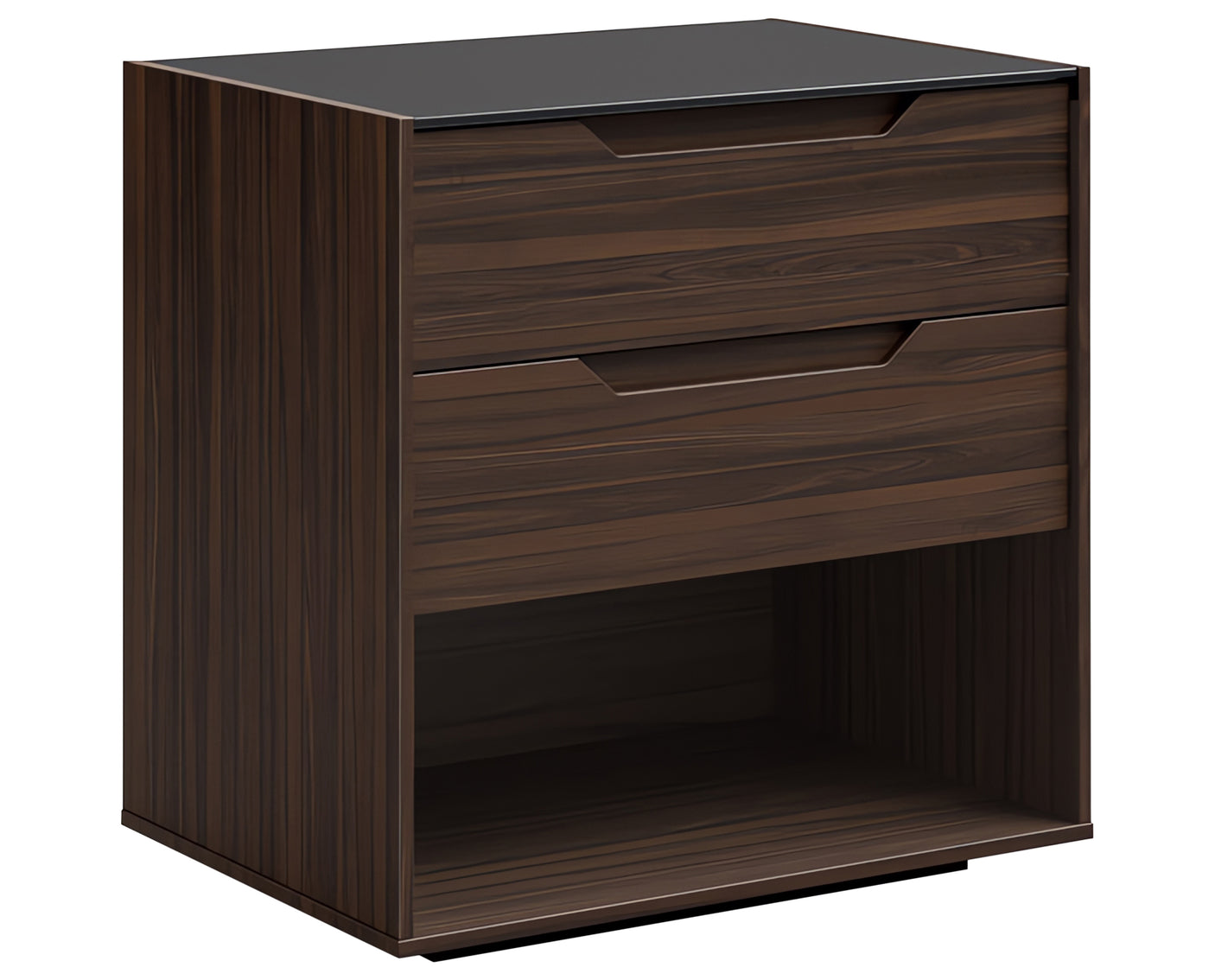 Warm Walnut with Ebony Glass | Mobican Alexia Night Table | Valley Ridge Furniture