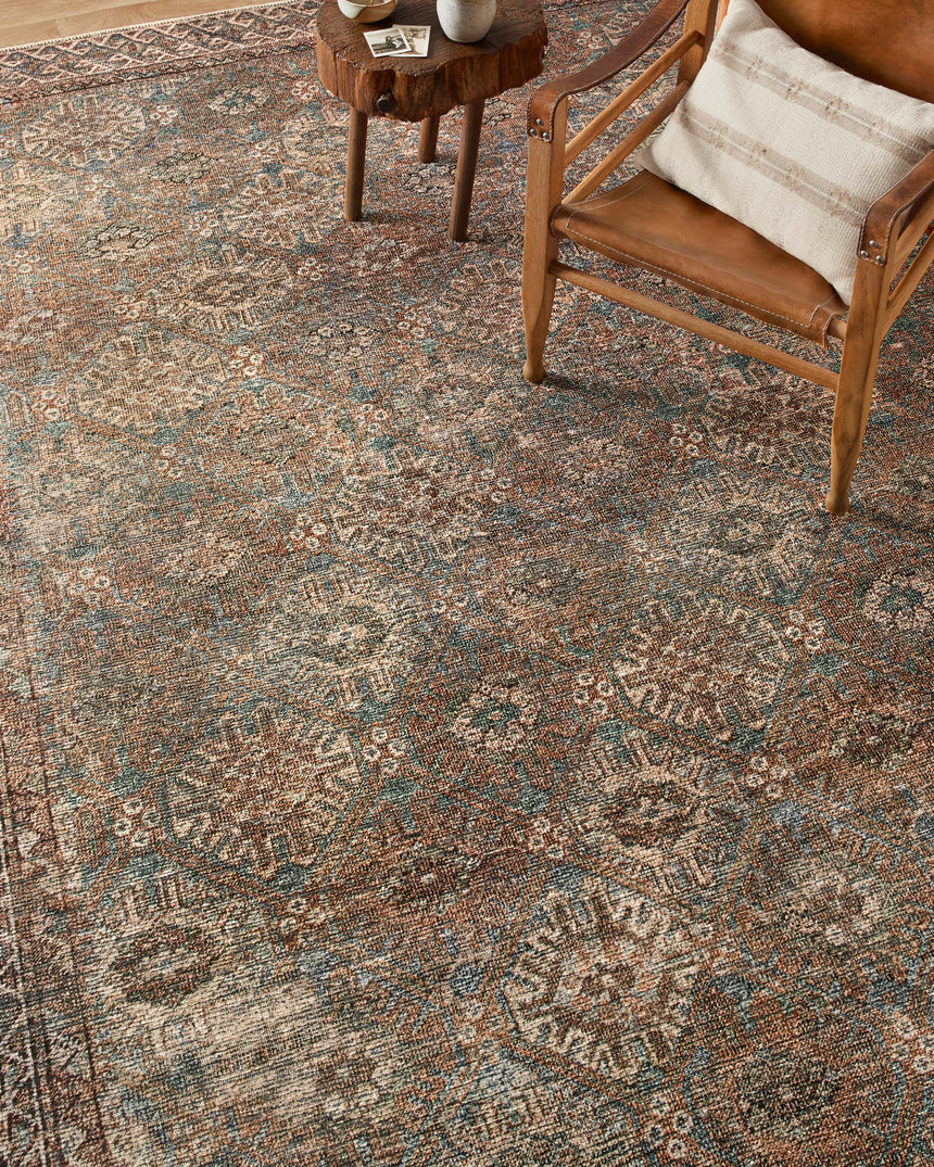 Billie Rug 04 | Aqua / Rust