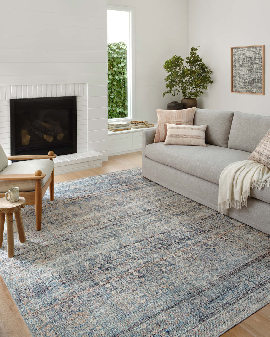 Billie Rug 05 | Denim / Blush
