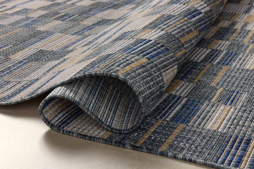 Birch Rug 04 | Denim / Gold