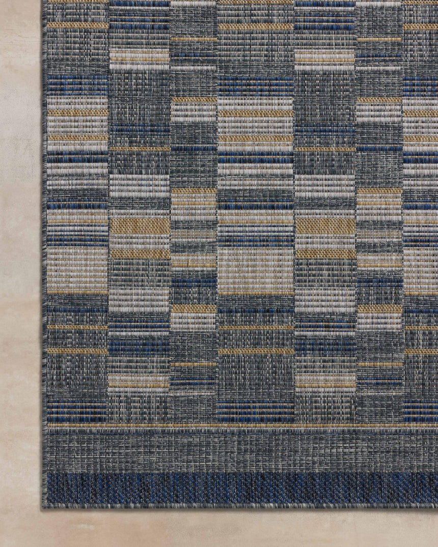 Birch Rug 04 | Denim / Gold