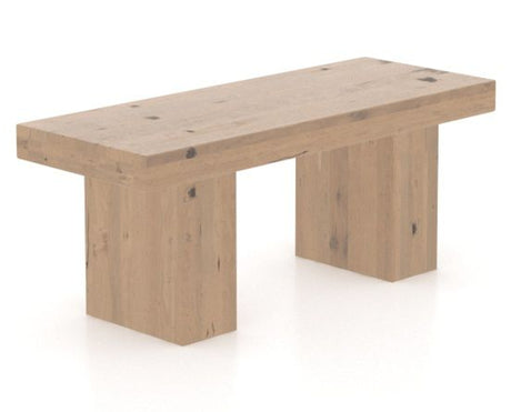 Canadel Loft Wood Bench 5054 in 20 Caramel Washed and 42in Length, three-quarter view