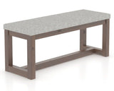 Canadel Loft Upholstered Bench 5070 in 7C Fabric and 19 Cognac Washed, three-quarter view