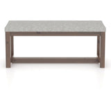 Canadel Loft Upholstered Bench 5070 in 7C Fabric and 19 Cognac Washed, front view