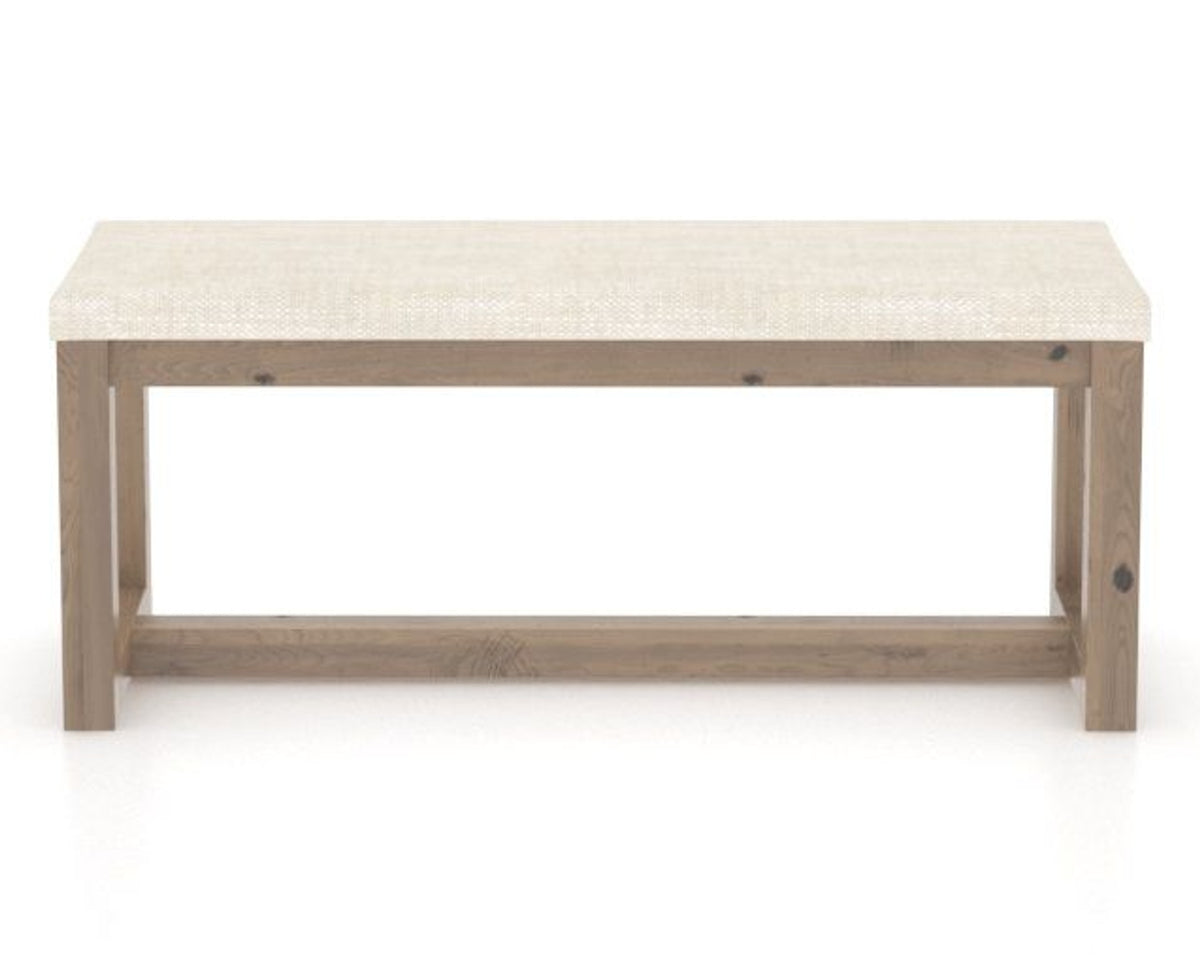 Canadel Loft Upholstered Bench 5070 in FT InsideOut® and 25 Pecan Washed, back view