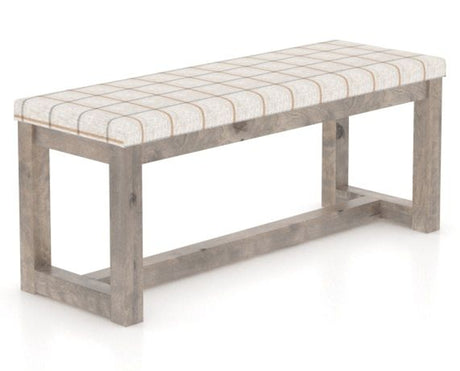 Canadel Loft Upholstered Bench 5070 in OZ Fabric and 08 Shadow, three-quarter view