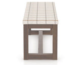 Canadel Loft Upholstered Bench 5070 in OZ Fabric and 19 Cognac Washed, side view