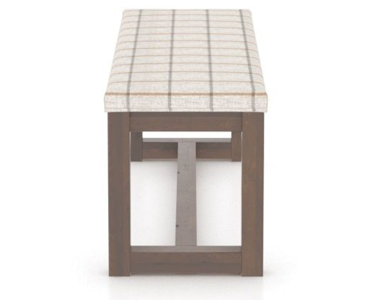Canadel Loft Upholstered Bench 5070 in OZ Fabric and 19 Cognac Washed, side view