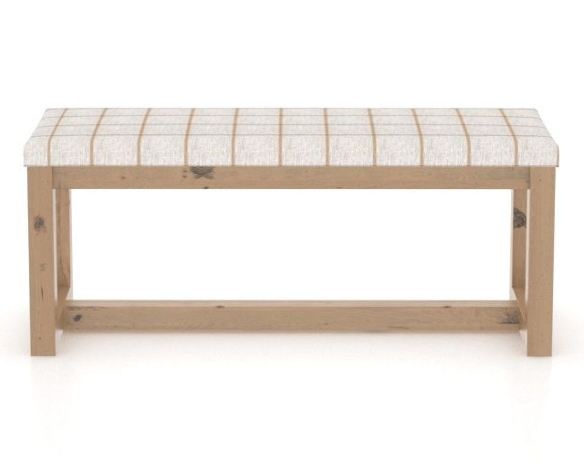Canadel Loft Upholstered Bench 5070 in OZ Fabric and 20 Caramel Washed, front view