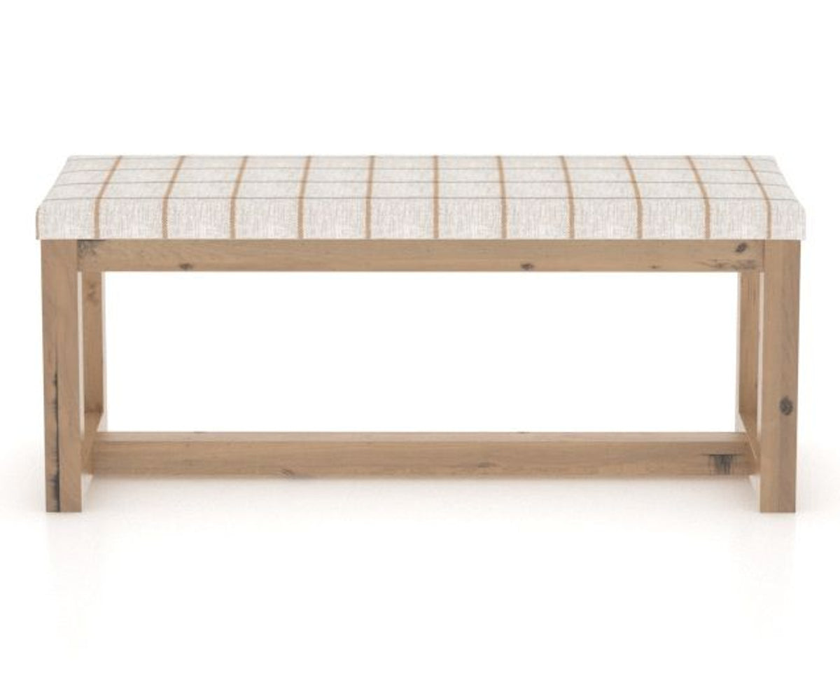 Canadel Loft Upholstered Bench 5070 in OZ Fabric and 20 Caramel Washed, back view