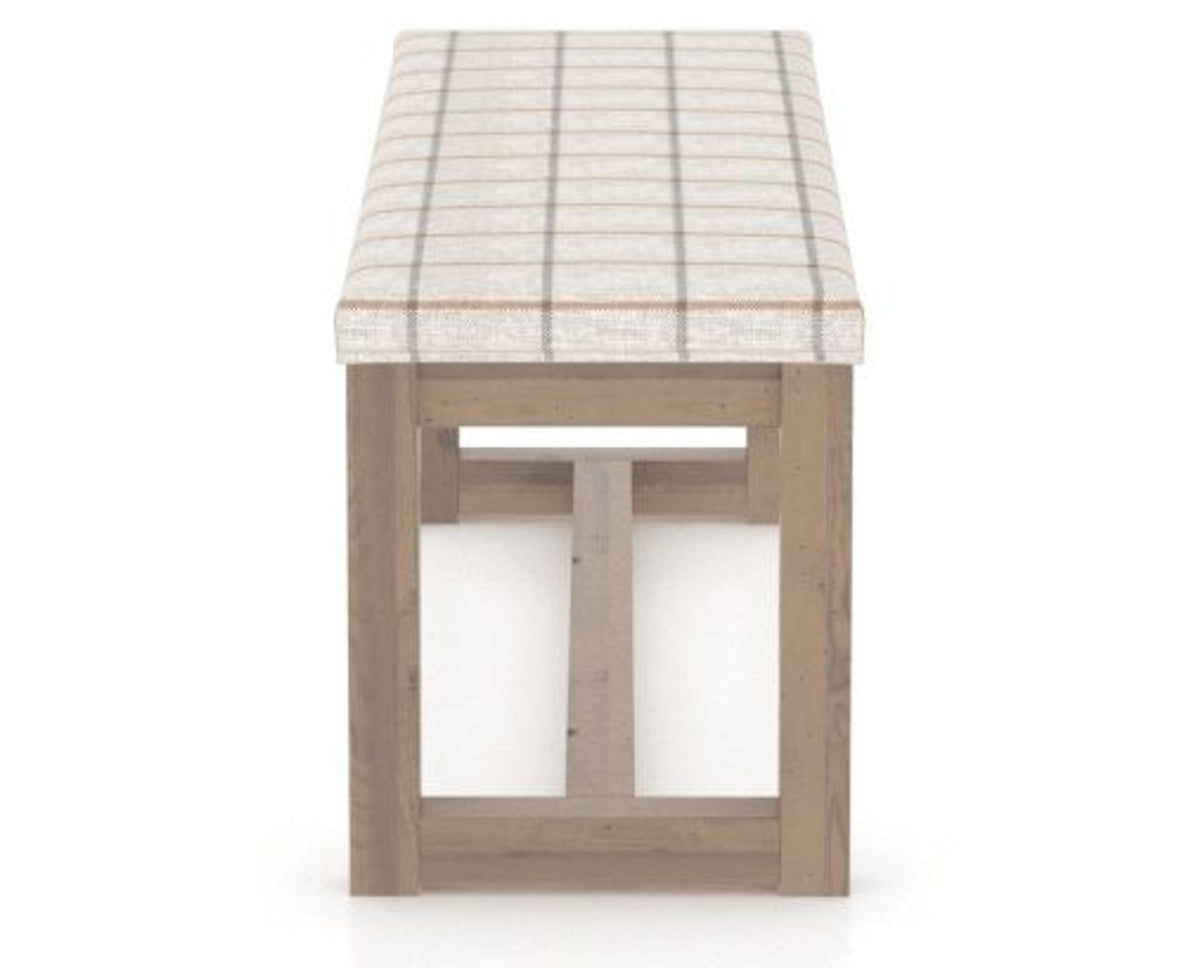 Canadel Loft Upholstered Bench 5070 in OZ Fabric and 25 Pecan Washed, side view