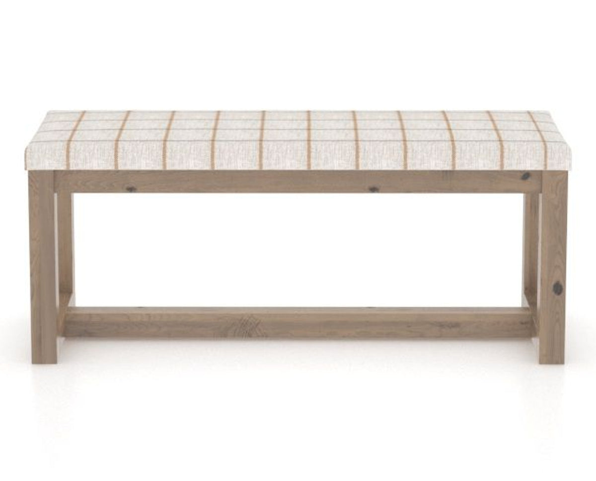 Canadel Loft Upholstered Bench 5070 in OZ Fabric and 25 Pecan Washed, back view
