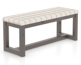 Canadel Loft Upholstered Bench 5070 in OZ Fabric and 29 Hazelnut Washed, three-quarter view