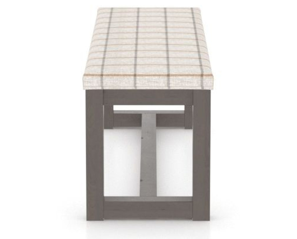 Canadel Loft Upholstered Bench 5070 in OZ Fabric and 29 Hazelnut Washed, side view