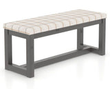 Canadel Loft Upholstered Bench 5070 in OZ Fabric and 59 Davy's Grey, three-quarter view