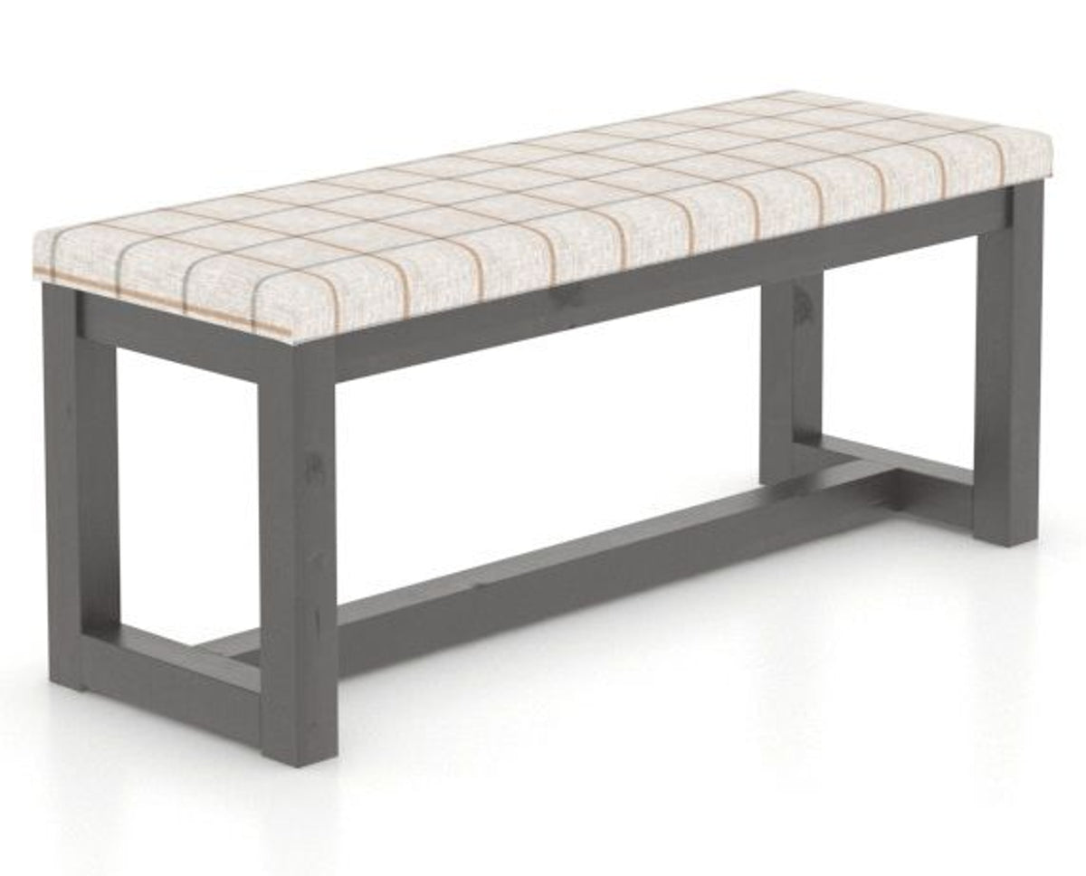 Canadel Loft Upholstered Bench 5070 in OZ Fabric and 59 Davy's Grey, three-quarter view