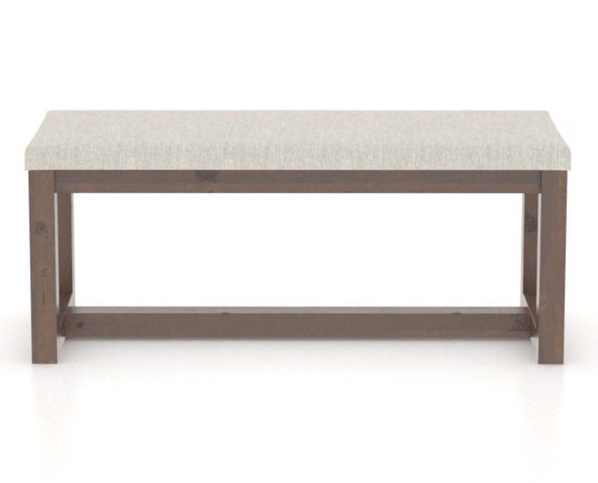 Canadel Loft Upholstered Bench 5070 in TB Fabric and 19 Cognac Washed, front view