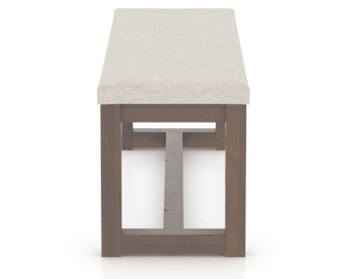 Canadel Loft Upholstered Bench 5070 in TB Fabric and 19 Cognac Washed, side view