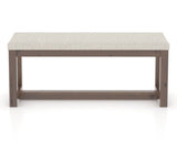 Canadel Loft Upholstered Bench 5070 in TB Fabric and 19 Cognac Washed, back view