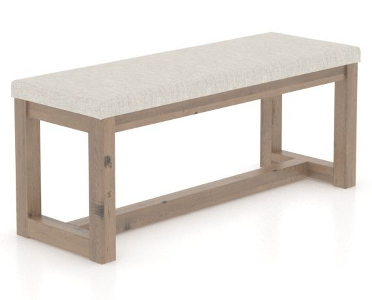 Canadel Loft Upholstered Bench 5070 in TB Fabric and 25 Pecan Washed, three-quarter view
