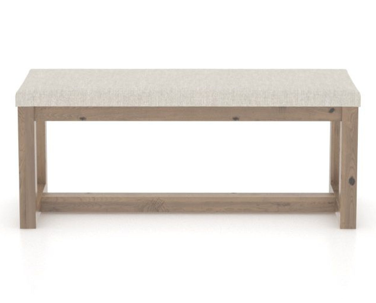 Canadel Loft Upholstered Bench 5070 in TB Fabric and 25 Pecan Washed, back view