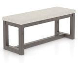 Canadel Loft Upholstered Bench 5070 in TB Fabric and 29 Hazelnut Washed, three-quarter view