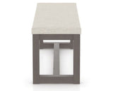 Canadel Loft Upholstered Bench 5070 in TB Fabric and 29 Hazelnut Washed, side view