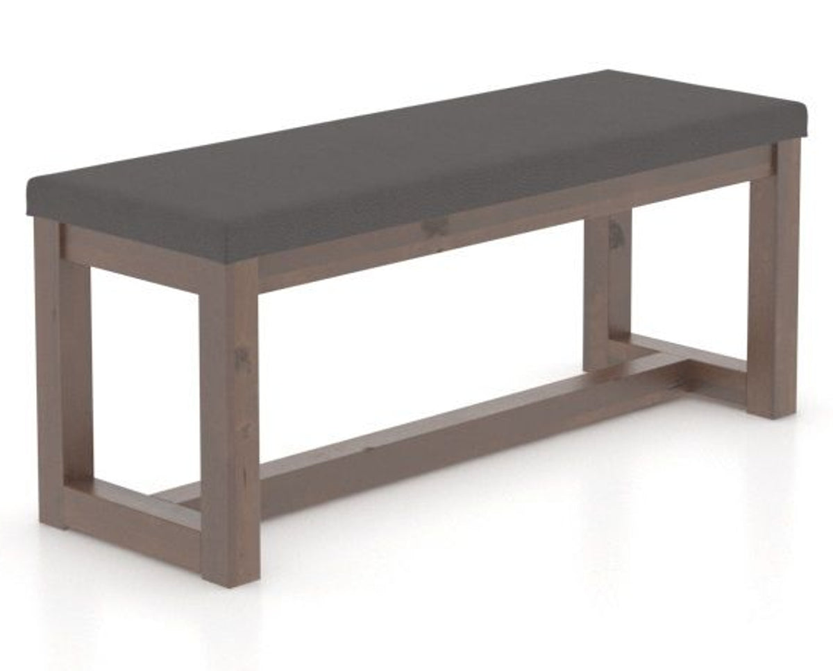 Canadel Loft Upholstered Bench 5070 in XU Faux Leather and 19 Cognac Washed, three-quarter view