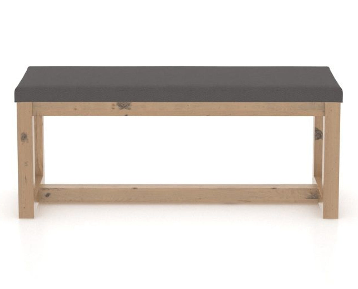 Canadel Loft Upholstered Bench 5070 in XU Faux Leather and 20 Caramel Washed, front view