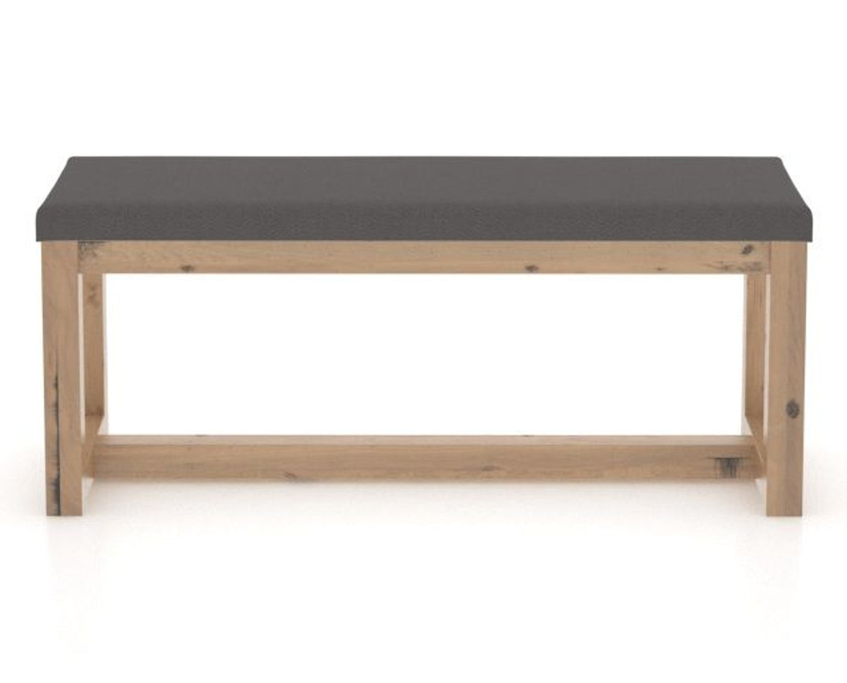 Canadel Loft Upholstered Bench 5070 in XU Faux Leather and 20 Caramel Washed, back view